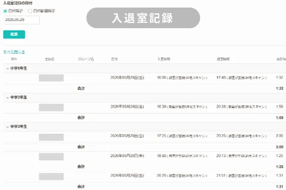 入退室記録を確認できるアプリ